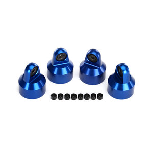 TRAXXAS 7764A: Shock caps, aluminum (blue-anodized), GTX shocks (4)/ spacers (8)