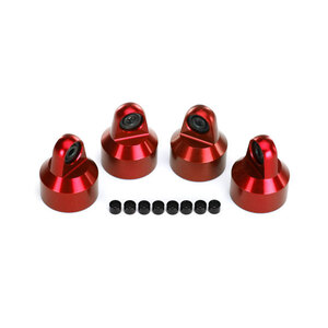 TRAXXAS 7764R: Shock caps, aluminum (red-anodized), GTX shocks (4)/ spacers (8)