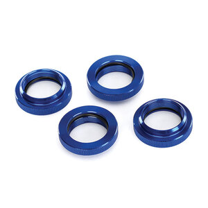 TRAXXAS 7767: Spring retainer (adjuster), blue-anodized aluminum, GTX shocks (4) (assembled with o-ring)