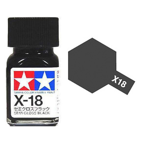 Tamiya X18 Semi-Gloss Black Enamel Paint 10ml Glass Jar  80018