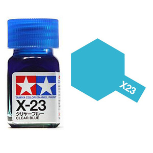 Tamiya X23 Clear Blue Enamel Paint 10ml Glass Jar  80023