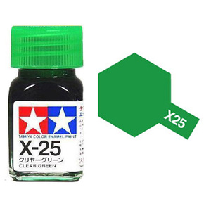 Tamiya X25 Clear Green Enamel Paint 10ml Glass Jar  80025