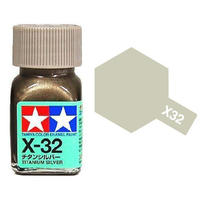 Tamiya X32 Titanium Silver Enamel Paint 10ml Glass Jar  80032