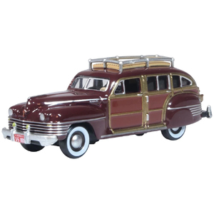 Oxford Diecast Chrysler T & C Woody Wagon 1942 Regal Maroon 1:87 Scale