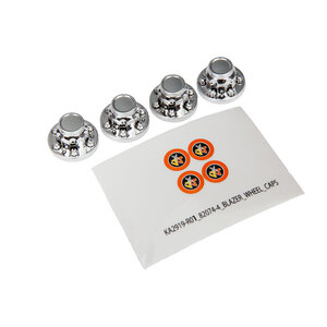 TRAXXAS 8164: Center caps, wheel (chrome) (4)/ decal sheet (requires  8255A extended stub axle)