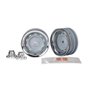 TRAXXAS 8165: Wheels, 1.9", chrome (2)/ center caps (2)/ decal sheet (requires  8255A extended stub axle)