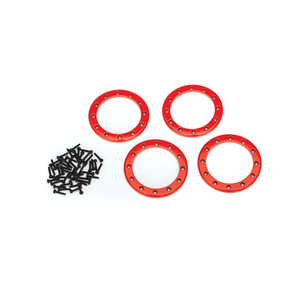 Beadlock rings, red (2.2") (aluminum) (4)/ 2x10 CS (48)  8168R