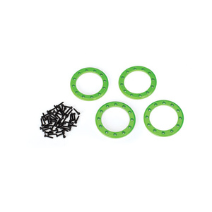Beadlock rings, green (1.9") (aluminum) (4)/ 2x10 CS (48)  8169G