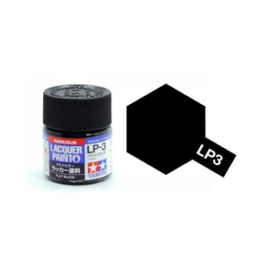 Tamiya  82103 - LP-3 Flat Black Gloss 10ml Bottle Lacquer Paint