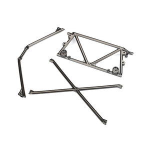 TRAXXAS 8433X: Tube chassis, center support/ cage top/ rear cage support (satin black chrome-plated)