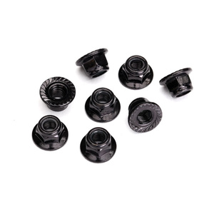 TRAXXAS 8447 Nuts, 5mm flanged nylon locking (steel, black serrated) (8)