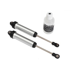 TRAXXAS 8451: Shocks, GTR, 134mm, silver aluminum (fully assembled w/o springs) (front, no threads) (2)