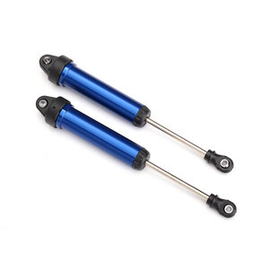 TRAXXAS 8451X: Shocks, GTR, 134mm, aluminum (blue-anodized) (fully assembled w/o springs) (front, no threads) (2)