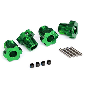 TRAXXAS 8654G Wheel hubs, splined, 17mm (green-anodized) (4)/ 4x5 GS (4), 3x14mm pin (4)