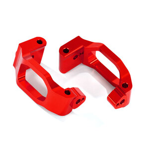 TRAXXAS 8932R: Caster blocks (c-hubs), 6061-T6 aluminum (red-anodized), left & right/ 4x22mm pin (4)/ 3x6mm BCS (4)/ retainers (4)