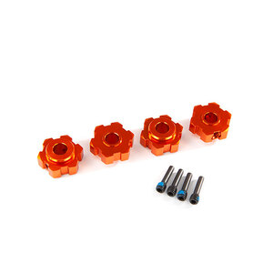 TRAXXAS 8956T Wheel hubs, hex, aluminum (orange-anodized)