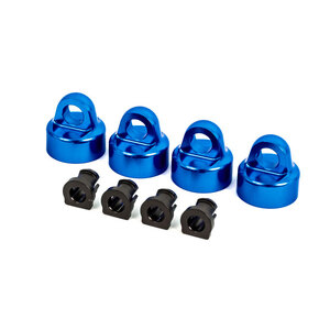 Traxxas 9664X: Aluminium Shock Caps (Blue-Anodized), GT-Maxx® shocks (4), spacers (4) (for Sledge®)
