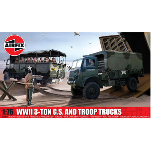 Airfix A03306A WWII 3-Ton G.S. and Troop Trucks 1/76 Scale Plastic Model Kit