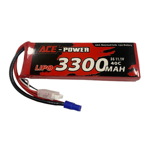 Ace Power 3S 11.1v 3300mAh 40C LiPo Battery Soft Case w/ EC3 Connector
