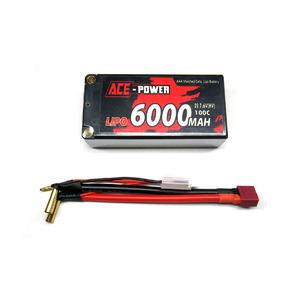 Ace Power - 7.6v 2S (HV) 6000mAh 100C Shorty Pack Lipo Battery W/Deans