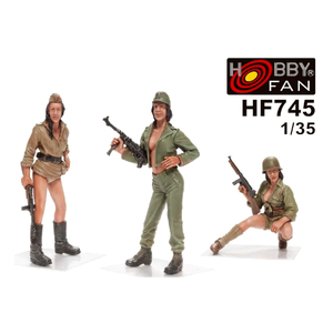 AFV Club HF745 Military Girls Pin-up, 3pcs 1:35 Scale Model Figurines