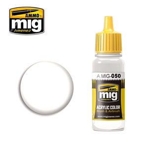 Ammo A.MIG-0050 Matt White Acrylic Paint Colour 17mL