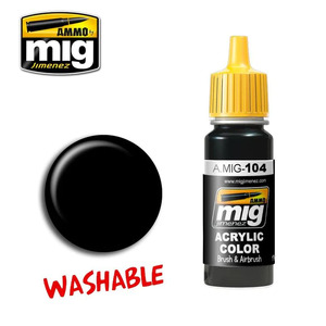 Ammo AMIG0104 , Washable Black Acrylic Paint 17ml