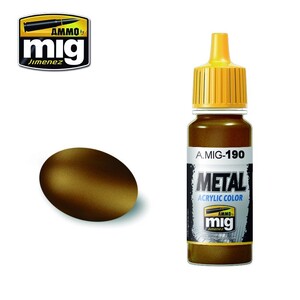 Ammo A.MIG-0190 Old Brass Metallic Acrylic Paint Colour 17mL