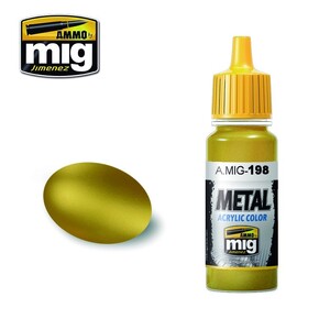 Ammo A.MIG-0198 Gold Metallic Acrylic Paint Colour 17mL