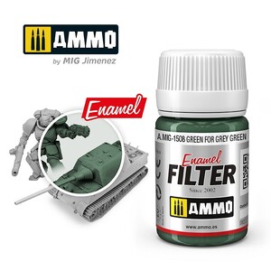 Ammo A.MIG-1508 Green for Grey Green Enamel Filter 35mL