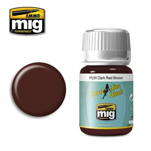 Ammo A.MIG-1605 PLW Dark Red Brown Panel Line Wash 35mL