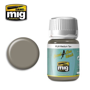 Ammo A.MIG-1606 PLW Medium Tan Panel Line Wash 35mL