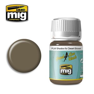 Ammo A.MIG-1621 PLW Shadow for Desert Brown Panel Line Wash 35mL