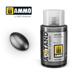 Ammo A.MIG-2302 Dark Aluminium A-Stand Metallic Lacquer 30mL