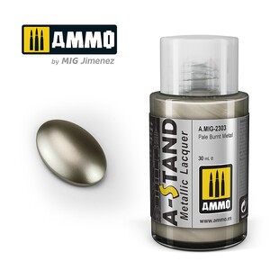 Ammo A.MIG-2303 Pale Burnt Metal A-Stand Metallic Lacquer 30mL