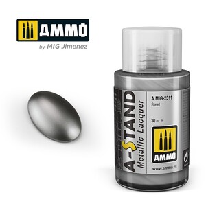 Ammo A.MIG-2311 Steel A-Stand Metallic Lacquer 30mL