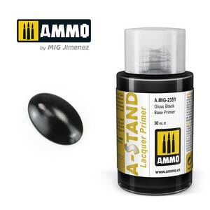Ammo A.MIG-2351 Gloss Black Base Primer A-Stand Lacquer 30mL