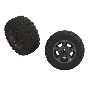Arrma ARA550053 1/8 Ragnarok MT F/R 2.8" Pre-mounted Tires, ST, Black Chrome (2pcs)