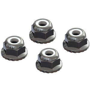 Arrma 7mm Flanged Nyloc Locknut, Silver x 4 AR708008
