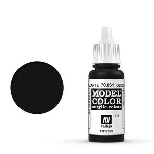 Vallejo Model Color 70.861 Glossy Black acrylic Paint 17ml