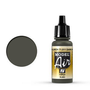 Vallejo Model Air 71.011 Dark Green RLM83 Airbrush Paint