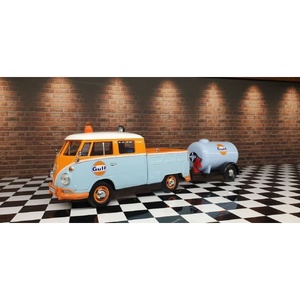DDA Collectibles Gulf VW Pickup & Oil Tank Trailer 1/24 Scale Diecast Model