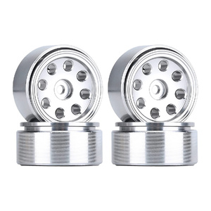 Axial SCX24 Aluminium Flow Eight-holes Beadlock Wheels Silver, Dia 30mm, Height 15mm, 4pcs