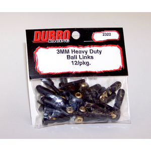 Dubro 2322 3mm Heavy Duty Ball Links, 12pcs