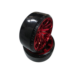 RC Drift Wheels & Tyres 1/10 Red Chrome 10-Spoke 12mm Hex (Set of 4)