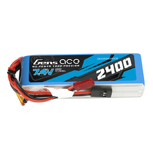Gens Ace 7.4V 2S 2400mAh RX LiPo Battery Soft Case w/ JST Connector