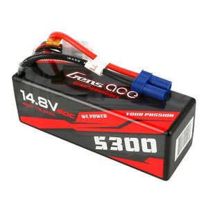 Gens Ace 14.8V 4S 5300mAh 60C Lipo Battery Hard Case w/ EC5 Connector