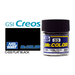 Gunze C033 Mr. Color Flat Black Solvent Based Acrylic Paint 10mL