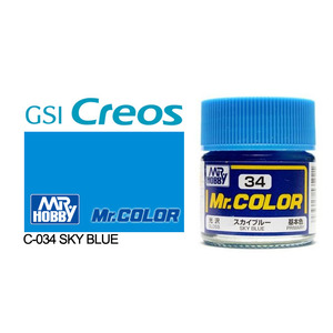 Gunze C034 Mr. Color Gloss Sky Blue Solvent Based Acrylic Paint 10mL