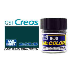 Gunze C036 Mr. Color Semi Gloss RLM74 Grey Green Solvent Based Acrylic Paint 10mL